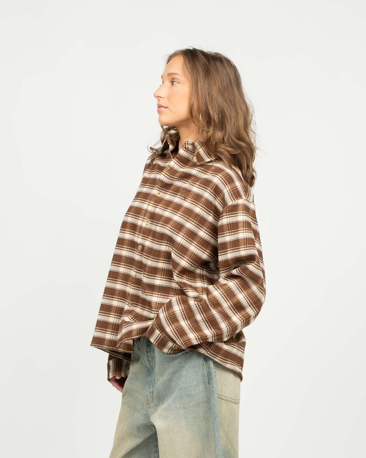 Checkered flannel shirt brown